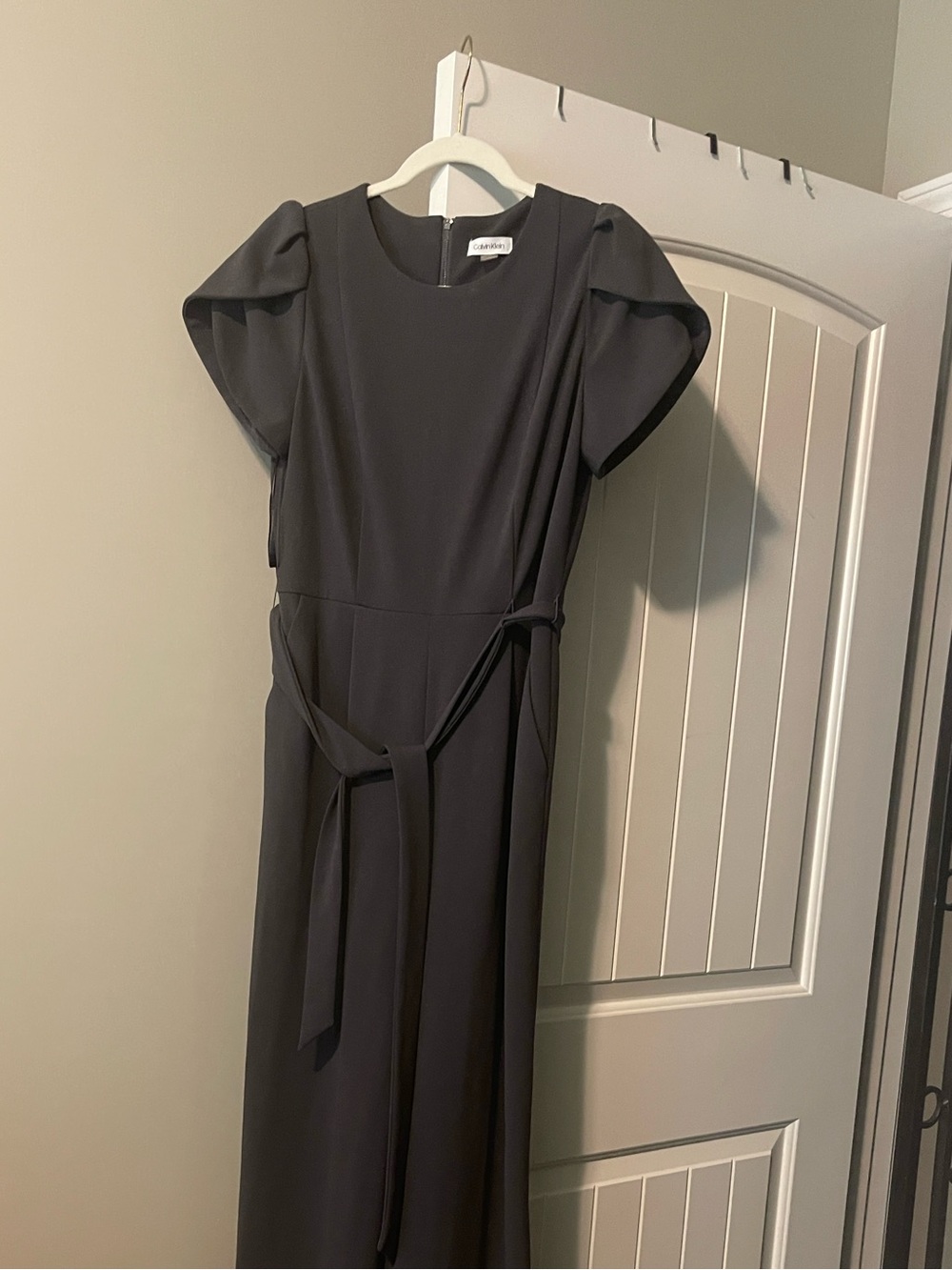 Calvin Klein Grey Jumpsuit with Waist Tie